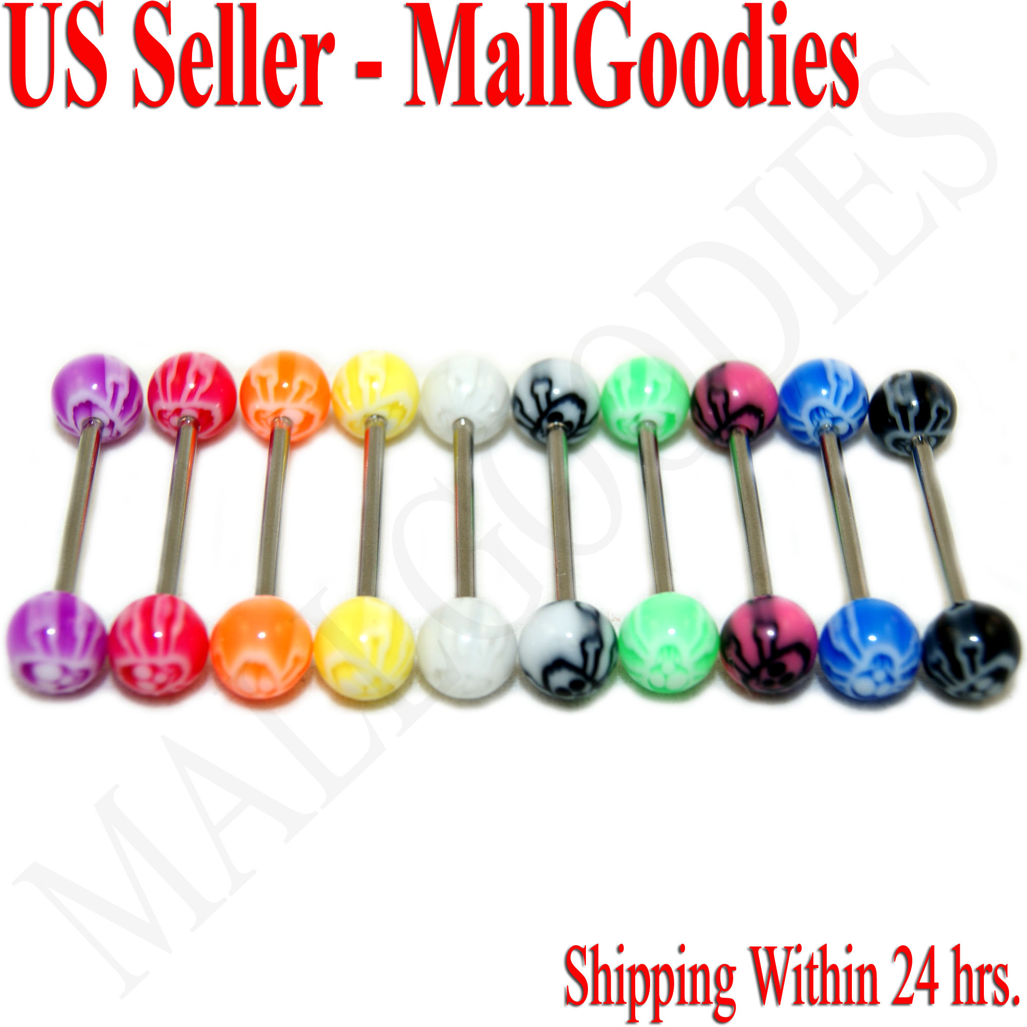 V099 Acrylic Tongue Rings Barbells YOU PICK QUANTITY & DESIGNS Best