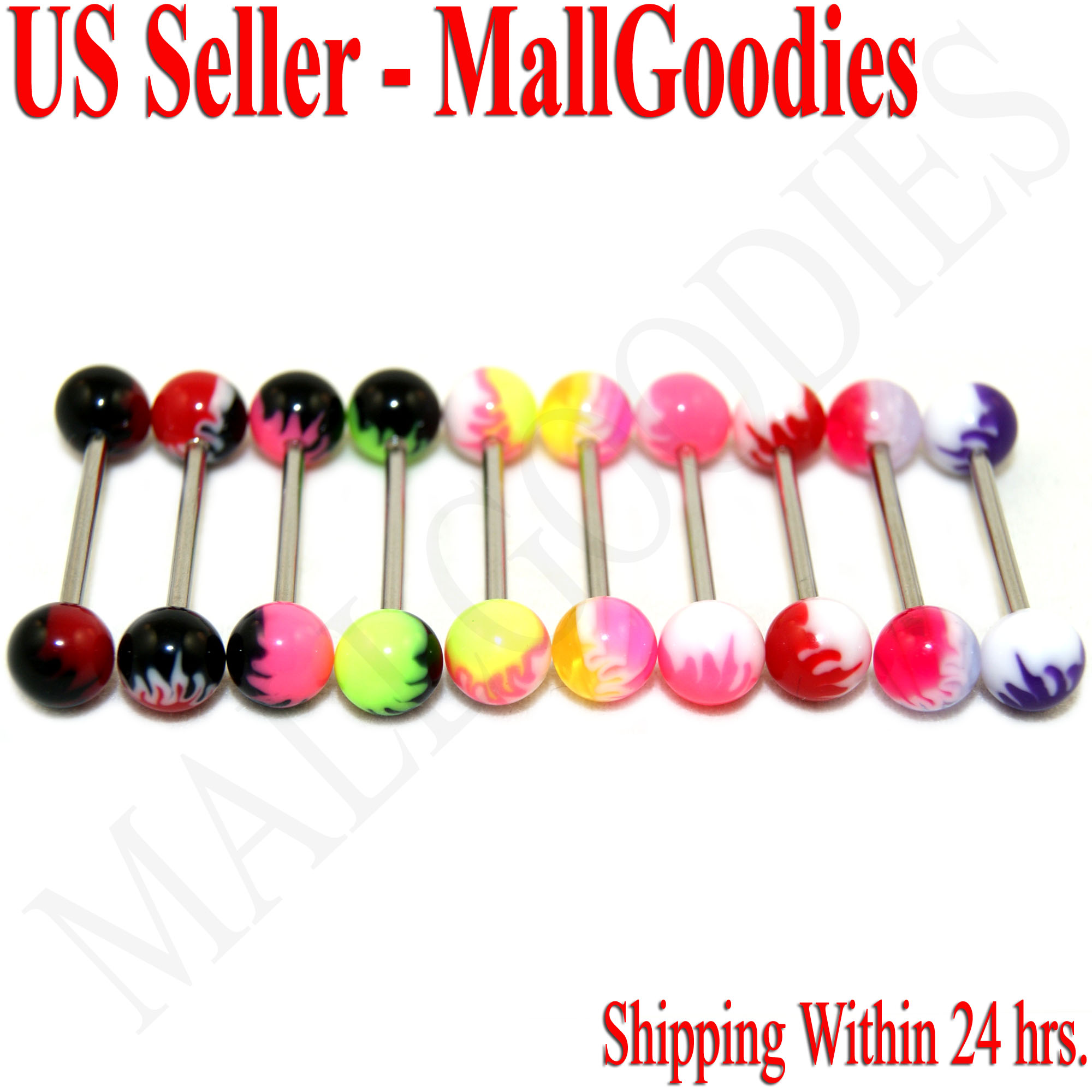 V099 Acrylic Tongue Rings Barbells YOU PICK QUANTITY & DESIGNS Best